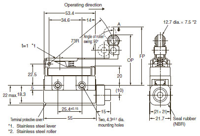 ZC-[]55 Enclosed Switch/Dimensions | OMRON Industrial Automation